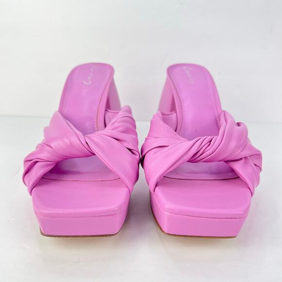Circus By Sam Edelman 8 Marianna Pink Twist Chunky Slip On Open Toe Heel Sandals - Picture 2 of 9